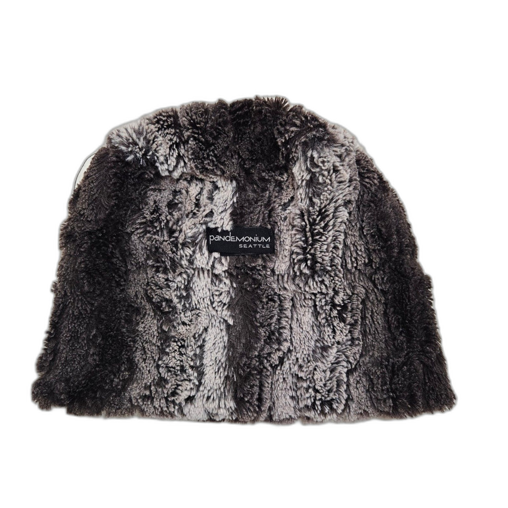 Pandemonium Seattle Sky Furry Beanie Hat Reversible Lux Faux Fur Glam Regency